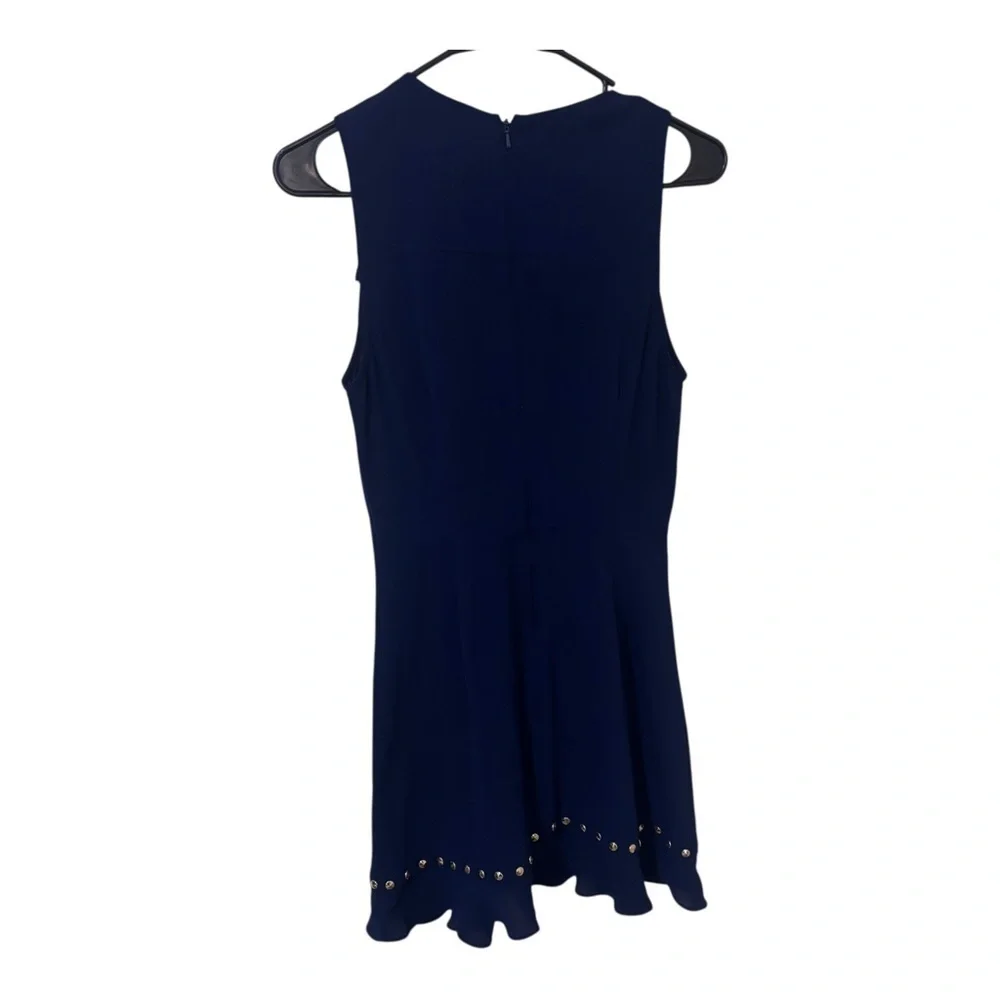 Michael Kors Navy Blue sleeveless crepe Dress with Gold stud Accents XS